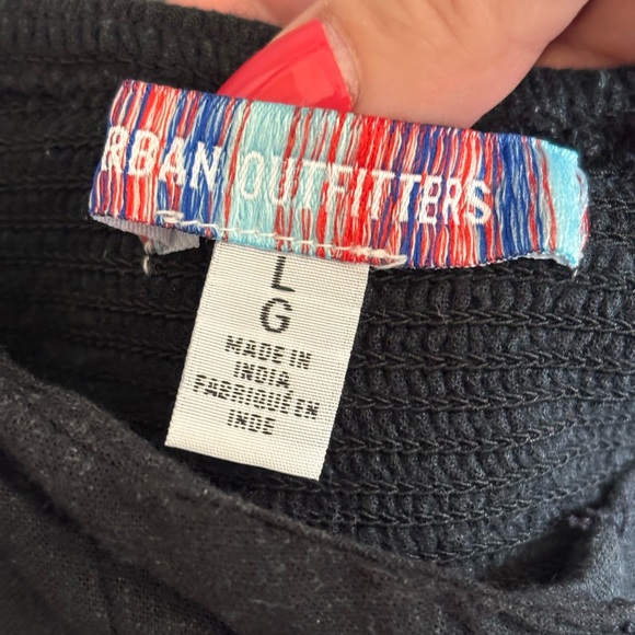 Urban Outfitters Linen Blend Black Fitted Buttoned Romper Shorts Strappy Large - Picture 11 of 11